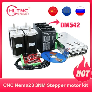 HLTNC Nema23 3Nm DC Motor pas cu pas Kit 112mm + DM542 Motor de curent continuu Driver + 350W36V Alimentare + Mach3 4 Axe, Placa de Interfață CNC