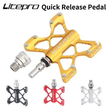 Litepro Quick Release Pedale Bicicleta Pliere Ultra-ușoară din Aliaj de Aluminiu MTB Biciclete Rutier Non-alunecare Pentru Brompton Fnhon Biciclete 5