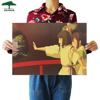 DLKKLB Filmul Anime Spirited Away Celebru Hayao Miyazaki Hârtie Kraft Acasă Dormitor Retro Poster Decor Pictura Arta Autocolante de Perete