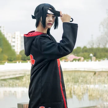 Akatsuki Costume Itachi Ninja Halat de Costume de Halloween pentru Copii, Femei Xiao Cosplay Anime Accesoriu Inel Nor Haina Cape Haori 1