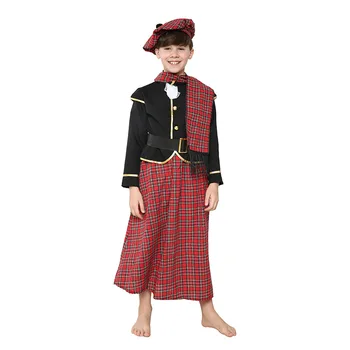 Tradițional Scoțian Băiat Costum Pentru Copii Tartan Haine De Halloween Carnaval De Purim Performanță Partid Show Națională A Vămilor 2