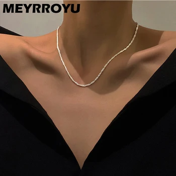MEYRROYU din Oțel Inoxidabil New Romantic 2 Culoare Flash Geometrică Colier Pentru Femei Lanț 2021 Tendință de Partid Cadou Bijuterii de Moda