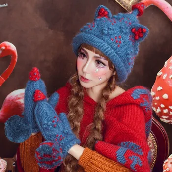 BomHCS Crăciun Pom Beanie & Mănuși De Femei Drăguț Cald Iarna 100% Manual Pălărie Tricot Capace Cadou