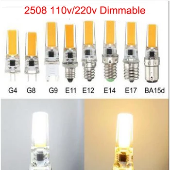 10buc Estompat Bec LED G4 G8 E12 E14 E17 BA15D 110v 220v 6w 2508 COB Mini Reflectoarelor Candelabru de Cristal Înlocui 60w Halogen
