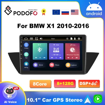 Podofo Android 10 Multimedia Radio Player Pentru BMW X1 2010-2016 2 Din 10.1