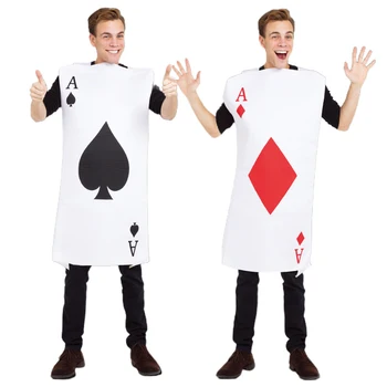 Unisex Bărbați Adulți Femei Asul De Pică Diamante Poker Carte De Joc Costum Cosplay Amuzant Purim Petrecere De Halloween Fancy Rochie Tunica