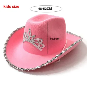 Moda fierbinte Copii de Turism Coroana Top Roz Pălărie de Cowboy Vest Capace Copii Vacanta Costum Petrecere Pălărie Jazz pălărie Pentru Părinte-copil Pălării