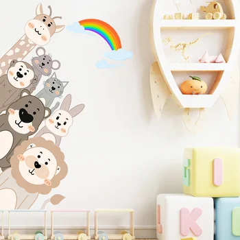 Animale Desene animate minunat Curcubeu Home Decor Detașabil Autocolante de Perete pentru Copii Dormitor Copii Pepinieră Decalcomanii Auto-adezive din PVC Postere