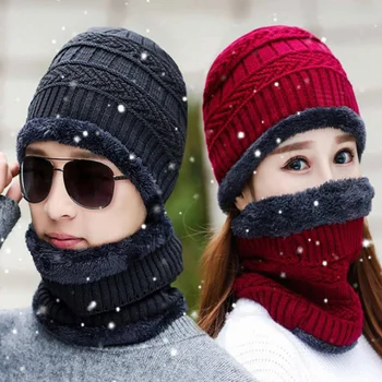 2019 toamnă și de iarnă lână capac salopete două piese de cald iarna pălărie de moda de schi capac