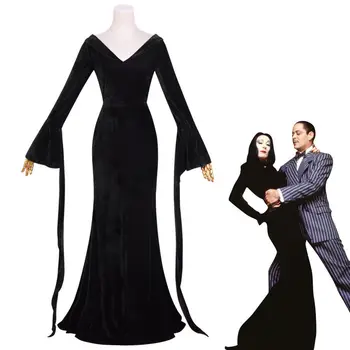 Cosplay Costum, Miercuri, Familia Addams Film Morticia Cosplay Uniformă Rochie Neagră Peruci Pentru Femei Carnaval De Halloween Anime Rol