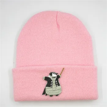 Bumbac Pinguin Animal Broderie Îngroșa Tricot Pălărie de Iarnă Pălărie Cald Chelioși Capac Beanie Hat pentru Barbati si Femei 384
