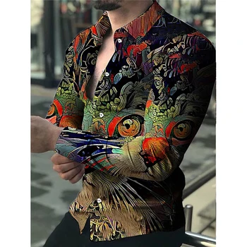 Moda de lux pentru Bărbați Cămăși Supradimensionate Tricou Casual cu imprimeu Floral Maneca Lunga Topuri pentru Bărbați Îmbrăcăminte de Bal Cardigan Bluze de Înaltă Calitate