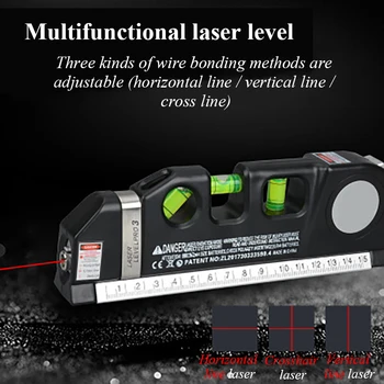 4 in 1 cu Laser de Nivel 2 Linii Verticale, Orizontale Lasere Conducător Măsură de Bandă Aligner Bule Riglă Riglă Orizontală Echilibru Conducător