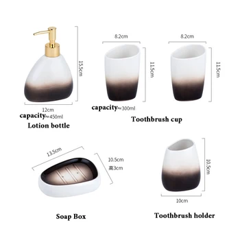 Ceramice, Accesorii De Baie, Seturi De Gradient Lotiune Dispenser Pompa De Sticlă Titularul Periuta De Dinti Apa De Gura Cană De Săpun De Spălat Vase Instrumente 5