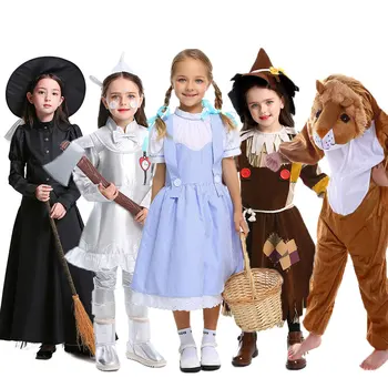 Umorden Copil Copii Vrăjitorul din Oz, Dorothy, Omul de Tinichea, Sperietoarea de Vrăjitoare Leu de Cosplay, Costume pentru Băieți Fete Teen Fată Băiat de Halloween