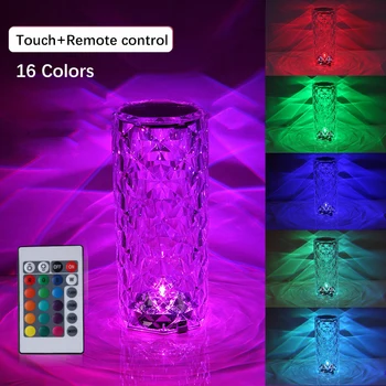 LED Cristal Lampă de Masă Lumină trandafirie Proiector 3/16 Culori Atinge Noapte Romantică la Lumina de Diamant Atmosferă de Lumină USB Acasă Decor pentru Bar
