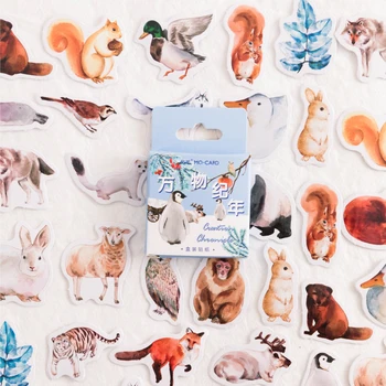 46Pieces Cutie de Autocolante drăguț de animale serie cont jurnal Album decorative rezervare sigiliu autocolante Album fox rața-iepure 4CM