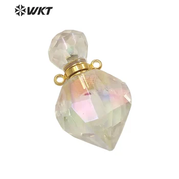 WT-P1711 en-Gros de moda Aura cuarț picătură de piatră essecial ulei pandantiv minunat naturale de cuarț de cristal pandantiv sticla de parfum