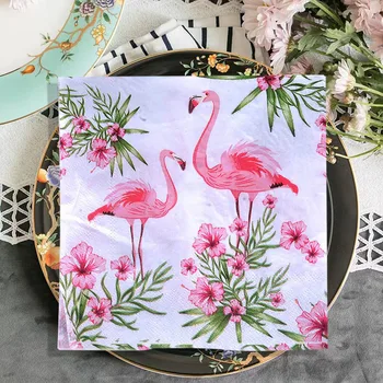 20BUC Flamingo Decupaj Hârtie, Șervețele de Masă de Nuntă Meserii Tacamuri de unica folosinta Ziua de naștere Petrecere de Absolvire Fiesta Decoratiuni