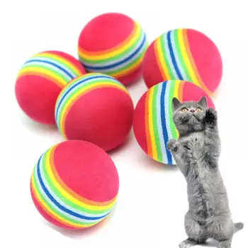3pcs Curcubeu EVA Jucării Pisica Minge Interactive Câine Pisică Joc de Mestecat Rattle Zero EVA Minge de Formare Bile, Jucării pentru animale de Companie Consumabile