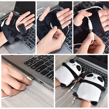 USB Încălzit Mănuși de Încălzire Electrice de Încălzit de Mână Degete Panda Drăguț Forma Mână mai Calde Office Acasă Mănuși de Lucru de Iarnă, Cadouri 4