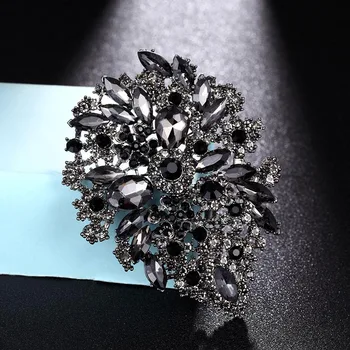 Zlxgirl perfect cristal stras femei nunta pin broșe bijuterii de moda flori mari Hijab Ace de Haine Accesorii