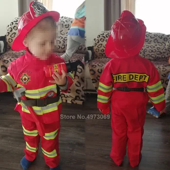 Halloween Cosplay Pompieri Uniforme de Carnaval pentru copii Costume Petrecere Fete Baieti Pompier Joc de Rol Fantezie Haine pentru Petrecere de Lux