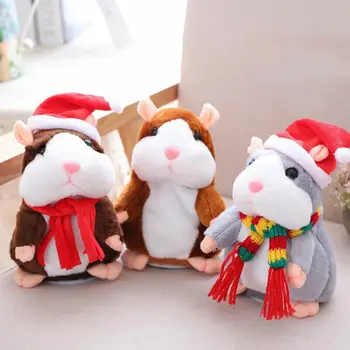 Craciun Obraznic Hamster Animale De Companie Vorbesc Moale Jucărie De Sunet Drăguț De Crăciun Copil Cadou De Înaltă Calitate Hamster Villus