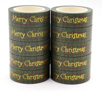 NOI 10buc/Lot 15mm*10m Folie de Aur Crăciun Fericit Dungi Decorative Bandă Washi Scrapbooking Bandă de Mascare Școală de Aprovizionare de Birou