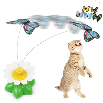 New Sosire Cat Jucărie Electrice Rotative Floare Fluture Din Sârmă De Oțel Teaser Pisica Animale De Companie Jucărie Plin De Viață