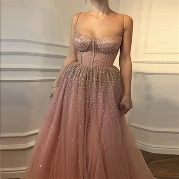 Aur roz Sequines Rochie de Seara Lunga 2022 Spaghtti Curea-Linie Tul Iubita Bal Rochii Personalizate Plus Dimensiune vestido de fiesta
