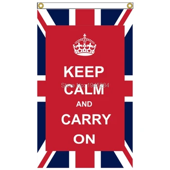 Marea BRITANIE Union Jack Păstreze Calmul Și Carry On Steag Personalizat Banner Imprimate Poliester Decor Acasă 3x5FT