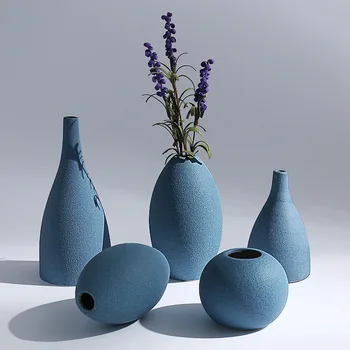 Vaza ceramica Rotund Albastru Vaze Decor Acasă Living Jarrones Desktop Decor Flori Uscate Vaza, ghiveci украшения