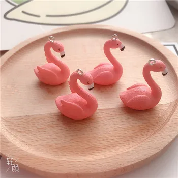 10buc/pack Flamingo Rășină Farmece Craft din Plastic Farmece Cercel Breloc DIY Bijuterii de Luare 25x35mm