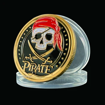 Pirat Craniu De Colectare Monede De Metal De Aur Hartă A Comorii Pentru Aventura