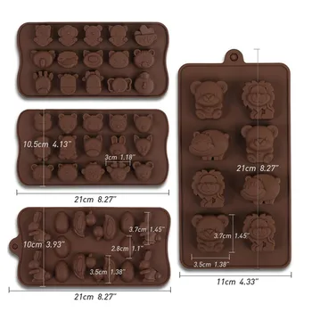 Silicon Mucegai Ciocolata de Desene animate de Animale Leu Urs, Dinozaur Bomboane de Ciocolata Cuburi de Gheata pentru Copii Supliment Alimentar Petrecere Instrument de Copt 4