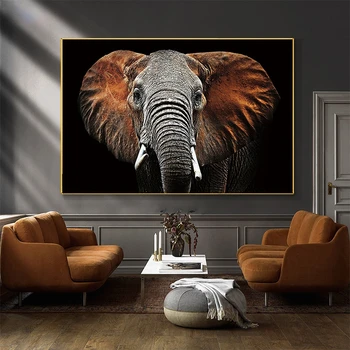 Elefant African Cap Pictura Panza de Imprimare Poster HD Moderne Animal Sălbatic Scandinavia Arta de Perete de Imagine pentru Camera de zi de Decorare