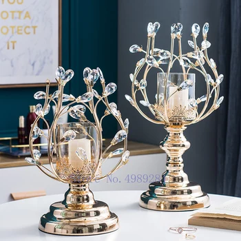 Creative Sfeșnic de Aur de metal suport de Lumanare de Cristal Pandantiv Modern acasă ornamente Decorative Desktop decoratiuni accesorii
