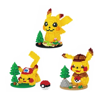 Pikachu NanoBlocks Pokemon 15cm Inaltime Micro Cărămidă Clădire Mică Pikachu Model Animal Jucării Pentru Copii, Cadou de Ziua de nastere
