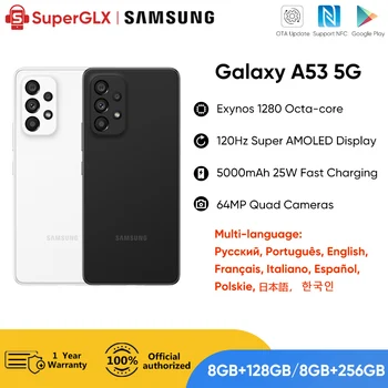 Original Samsung Galaxy A53 5G Smartphone Android Exynos 1280 Octa-core 120Hz Super AMOLED de 5000mAh 25W Rapid de Încărcare Telefon Mobil