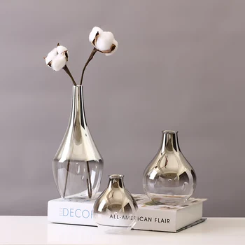 Minimalist Modern, Vase De Argint Vaza De Sticla Decor Acasă Uscate Aranjament De Flori Nordic Acasă Masă Living Decoratiuni