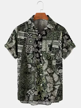 Men ' s cămașă Y2k hombre paisley model digital 3D de imprimare scurte camasa barbati pe strada Hawaii retro tricou Harajuku cămașă bărbați 1
