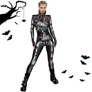 Femei Salopeta de Schelet Schelet, Craniu Costum Femei Craniu Schelet Halloween Costum Salopeta Body Pentru Cosplay Mascarada