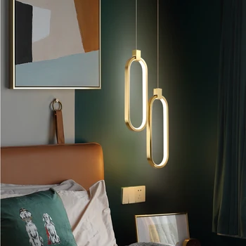Lumini pandantiv din Alama Minimalist Tavan Candelabre pentru Sala de Mese de Iluminat Interior Modern Decor Acasă Nordic CONDUS Noptiera Inele Lampa 0