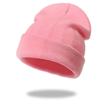 Nouă Femei Barbati Toamna Iarna Cald Beanie Hat Culoare Solidă Doamna de sex Masculin Întinde Căciuli Tricotate Croșetat Pălărie de Cap Pentru Femei en-Gros 3
