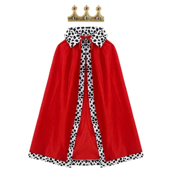 Copii Copii Costum Regele Roșu Mantie de Catifea Capul cu Coroana Tinuta Set pentru Halloween Prințul Cosplay Costum de Petrecere Set de Accesorii