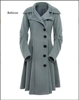 Noua moda cu mâneci lungi cu glugă tiv neregulate haină de lână sacou canadiană femei pentru femei jachete de iarnă 0