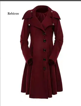Noua moda cu mâneci lungi cu glugă tiv neregulate haină de lână sacou canadiană femei pentru femei jachete de iarnă 1