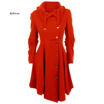 Noua moda cu mâneci lungi cu glugă tiv neregulate haină de lână sacou canadiană femei pentru femei jachete de iarnă 3
