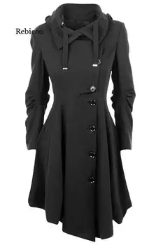 Noua moda cu mâneci lungi cu glugă tiv neregulate haină de lână sacou canadiană femei pentru femei jachete de iarnă 4